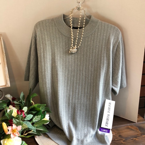 Sag Harbor Sweaters - Sag Harbor Silver Sparkling Sweater Size l NWT